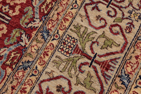 handmade Transitional Kafkaz Red Lt. Green Hand Knotted RECTANGLE 100% WOOL area rug 9' x 12'