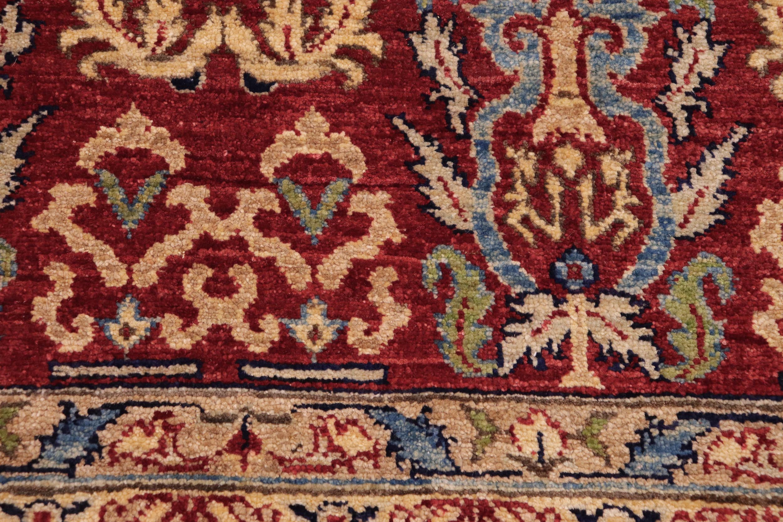 handmade Transitional Kafkaz Red Lt. Green Hand Knotted RECTANGLE 100% WOOL area rug 9' x 12'