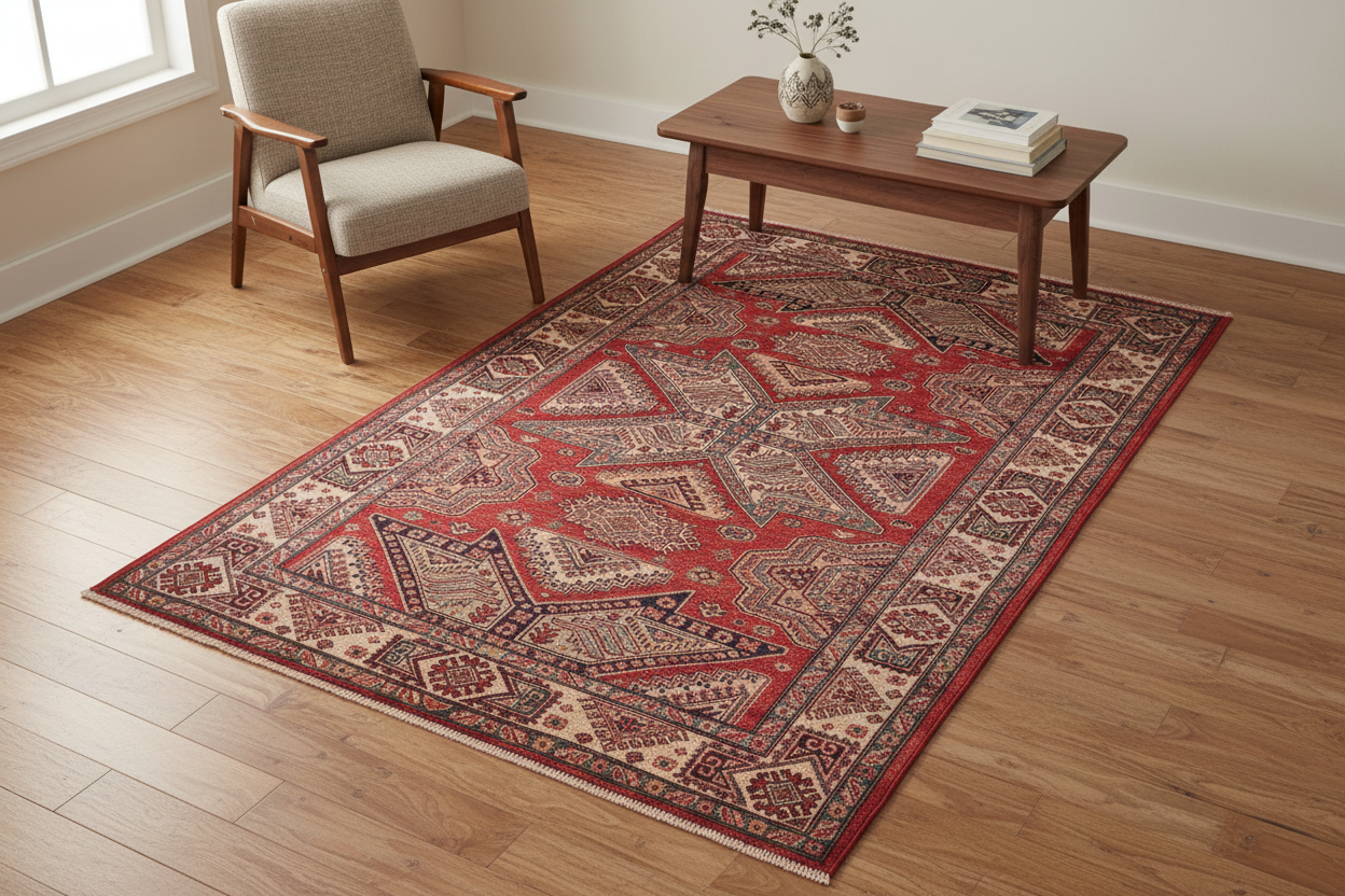 handmade Geometric Super Kazak Red Ivory Hand Knotted RECTANGLE 100% WOOL area rug 6' x 7'