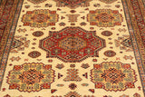 handmade Geometric Super Kazak Beige Rust Hand Knotted RECTANGLE 100% WOOL area rug 6 x 8
