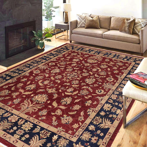 handmade Traditional Kafkaz Red Blue Hand Knotted RECTANGLE 100% WOOL area rug 9x12