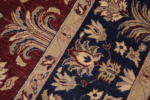 handmade Traditional Kafkaz Red Blue Hand Knotted RECTANGLE 100% WOOL area rug 9x12