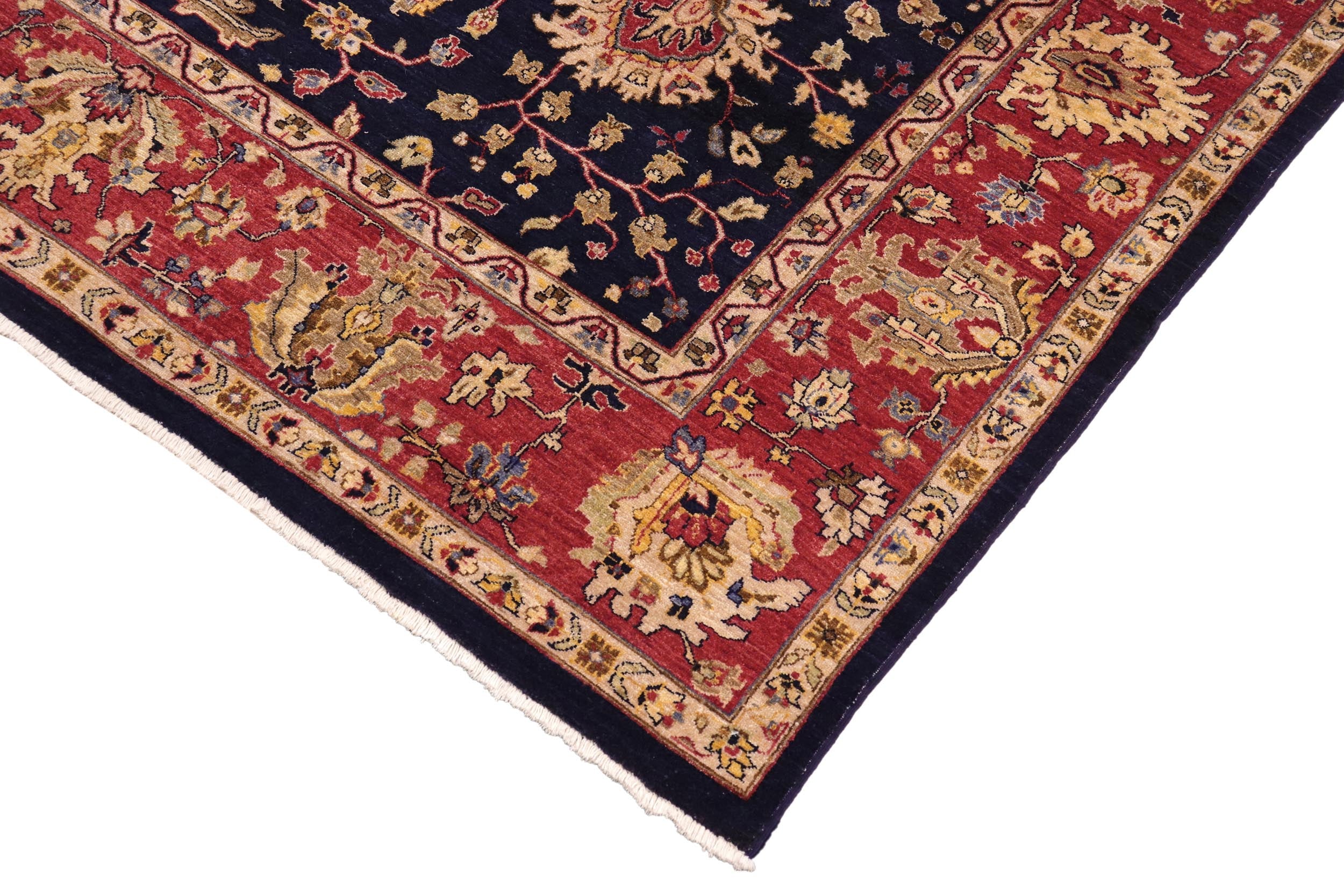 handmade Transitional Kafkaz Blue Red Hand Knotted RECTANGLE 100% WOOL area rug 9' x 12'