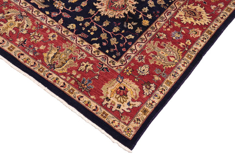 handmade Transitional Kafkaz Blue Red Hand Knotted RECTANGLE 100% WOOL area rug 9' x 12'