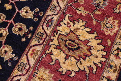handmade Transitional Kafkaz Blue Red Hand Knotted RECTANGLE 100% WOOL area rug 9' x 12'