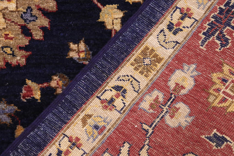 handmade Transitional Kafkaz Blue Red Hand Knotted RECTANGLE 100% WOOL area rug 9' x 12'