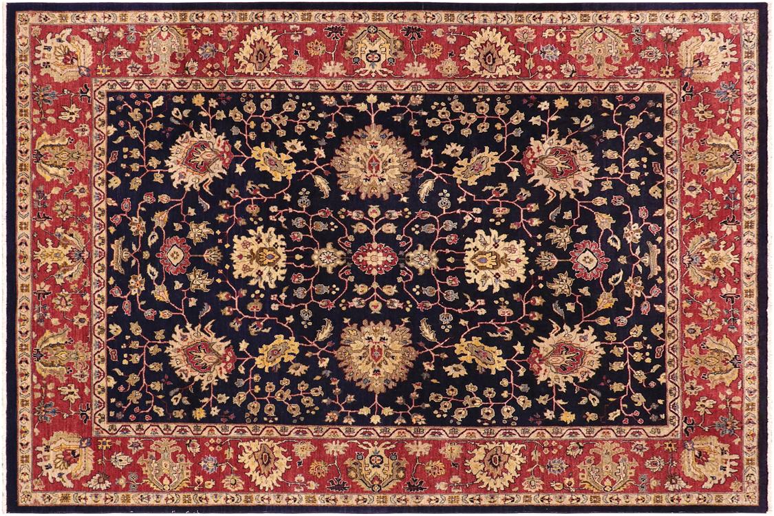 handmade Transitional Kafkaz Blue Red Hand Knotted RECTANGLE 100% WOOL area rug 9' x 12'