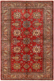 handmade Geometric Super Kazak Red Tan Hand Knotted RECTANGLE 100% WOOL area rug 5 x 7