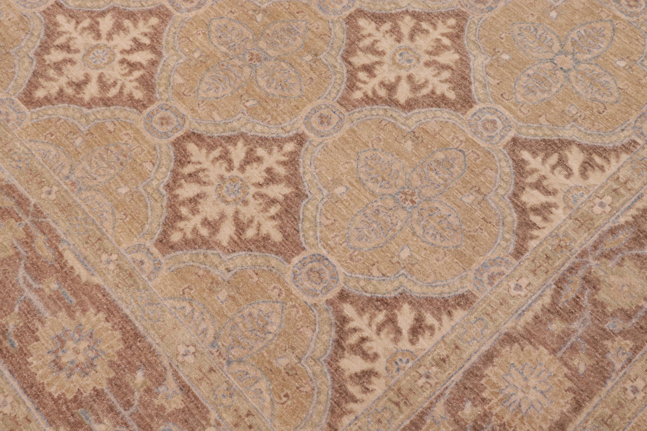 handmade Transitional Kafkaz Gold Brown Hand Knotted RECTANGLE 100% WOOL area rug 6' x 9'