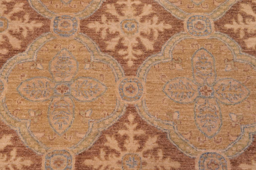 handmade Transitional Kafkaz Gold Brown Hand Knotted RECTANGLE 100% WOOL area rug 6X9