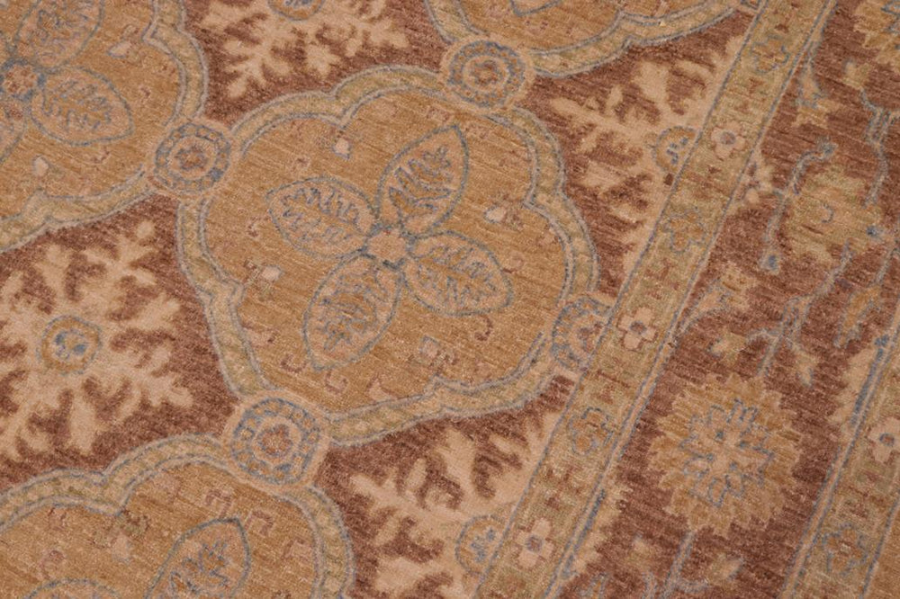 handmade Transitional Kafkaz Gold Brown Hand Knotted RECTANGLE 100% WOOL area rug 6X9