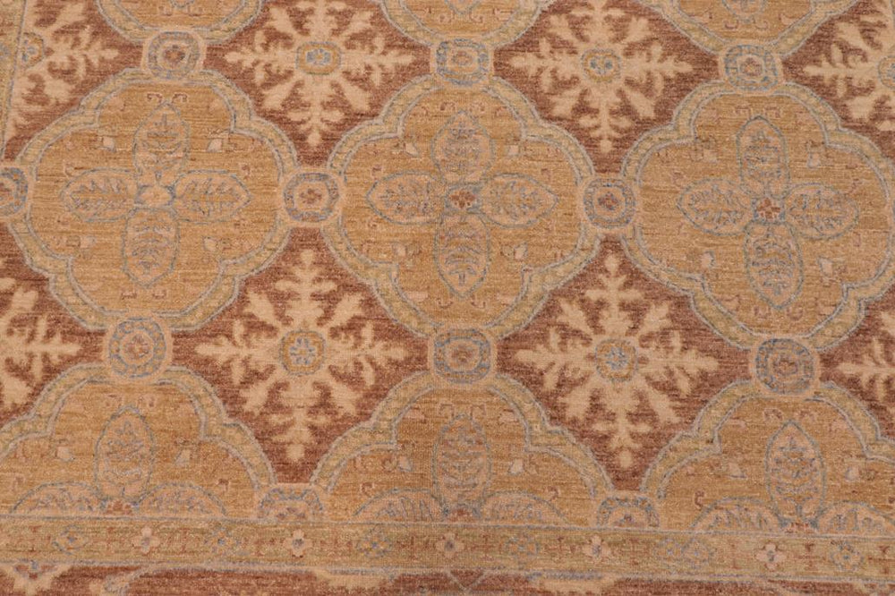 handmade Transitional Kafkaz Gold Brown Hand Knotted RECTANGLE 100% WOOL area rug 6X9