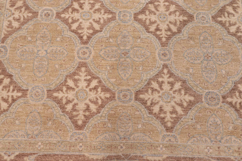 handmade Transitional Kafkaz Gold Brown Hand Knotted RECTANGLE 100% WOOL area rug 6' x 9'