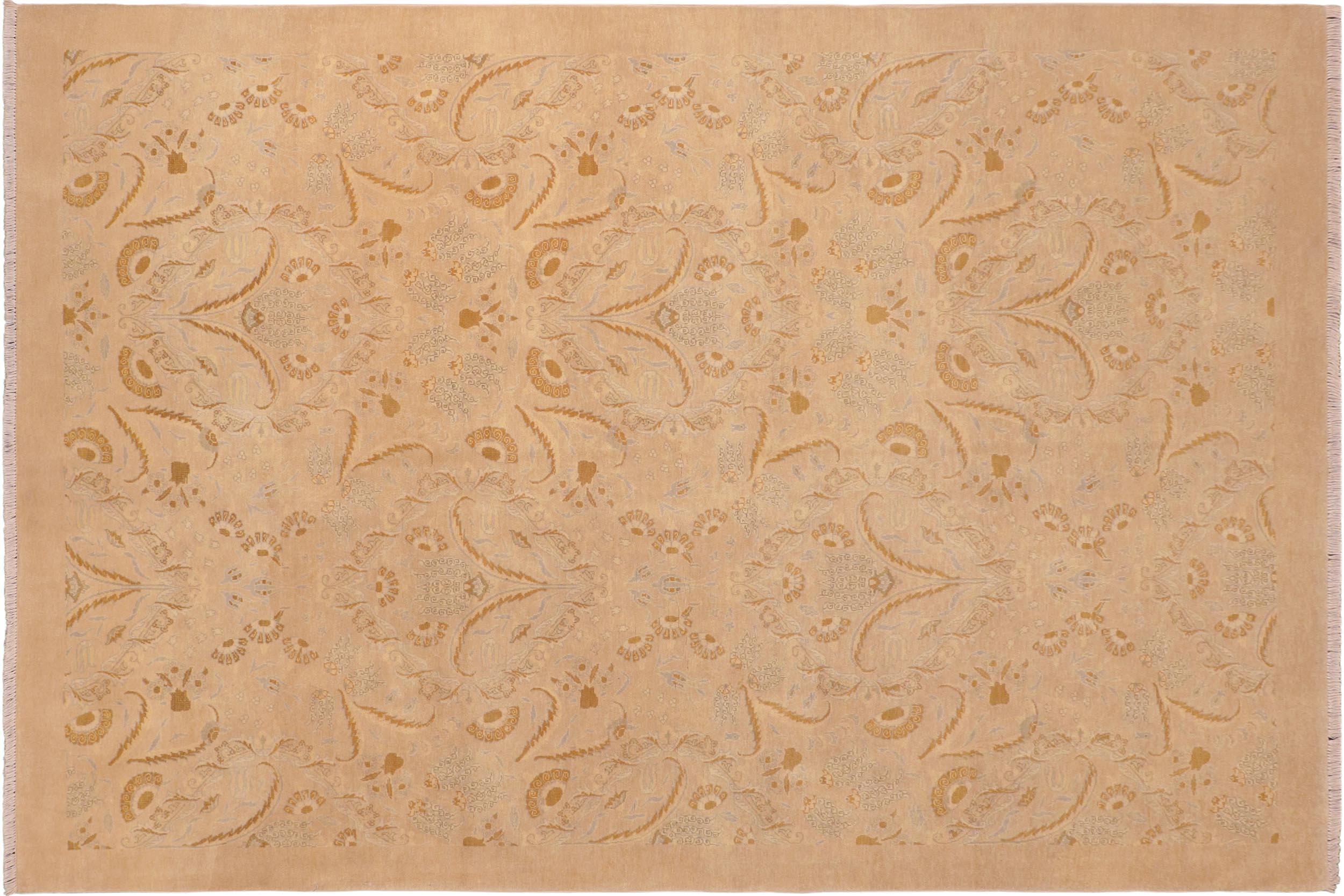 handmade Modern Kafkaz Tan Brown Hand Knotted RECTANGLE 100% WOOL area rug 6x9