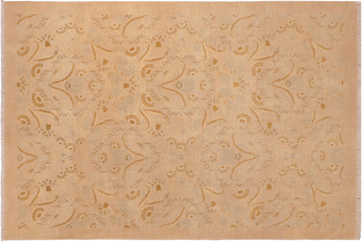 handmade Modern Kafkaz Tan Brown Hand Knotted RECTANGLE 100% WOOL area rug 6x9