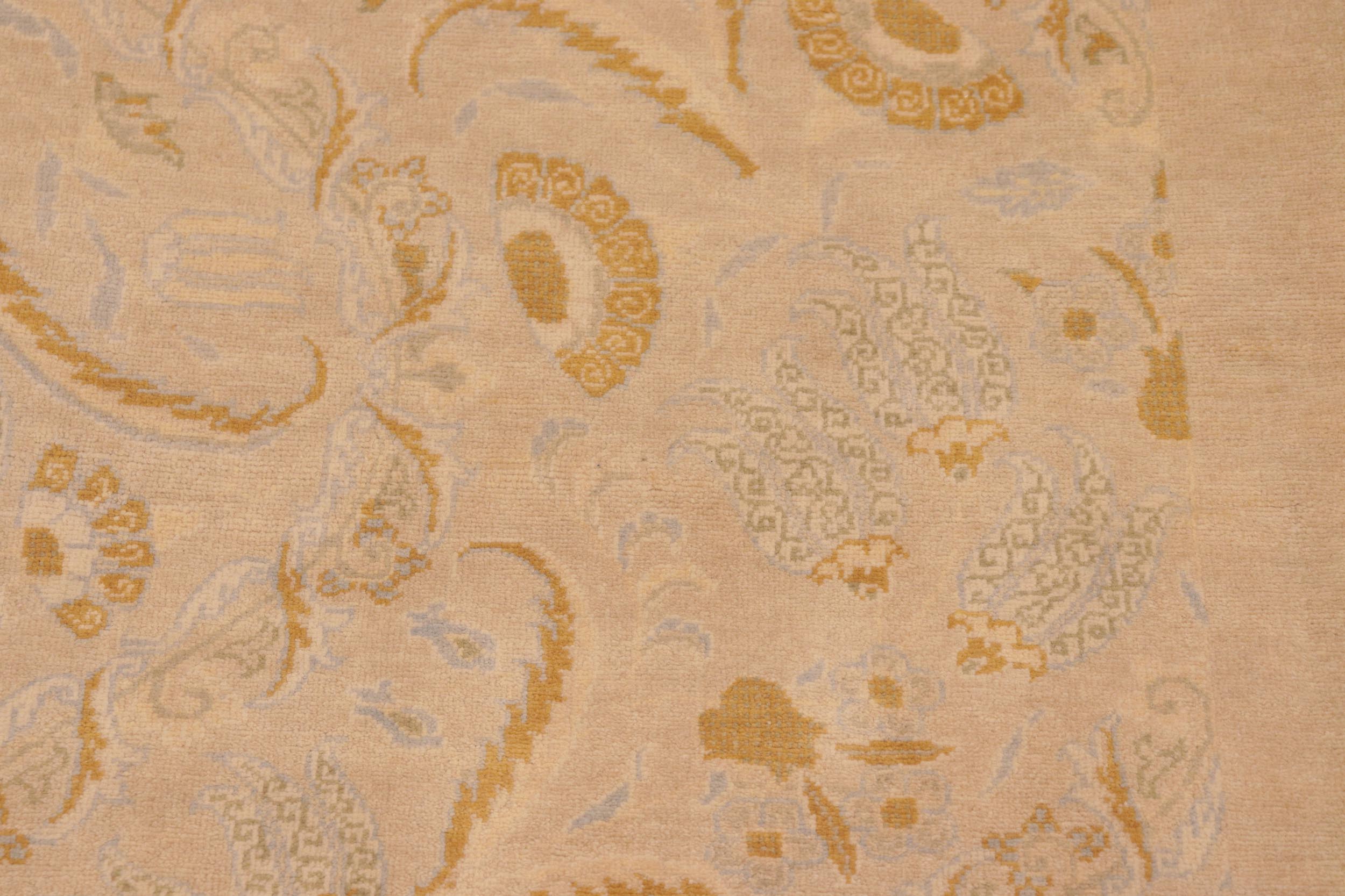 handmade Modern Kafkaz Tan Brown Hand Knotted RECTANGLE 100% WOOL area rug 6x9