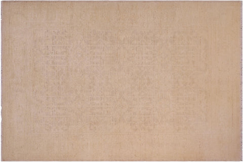 handmade Modern Kafkaz Lt. Gold Gold Hand Knotted RECTANGLE 100% WOOL area rug 5' x 6'