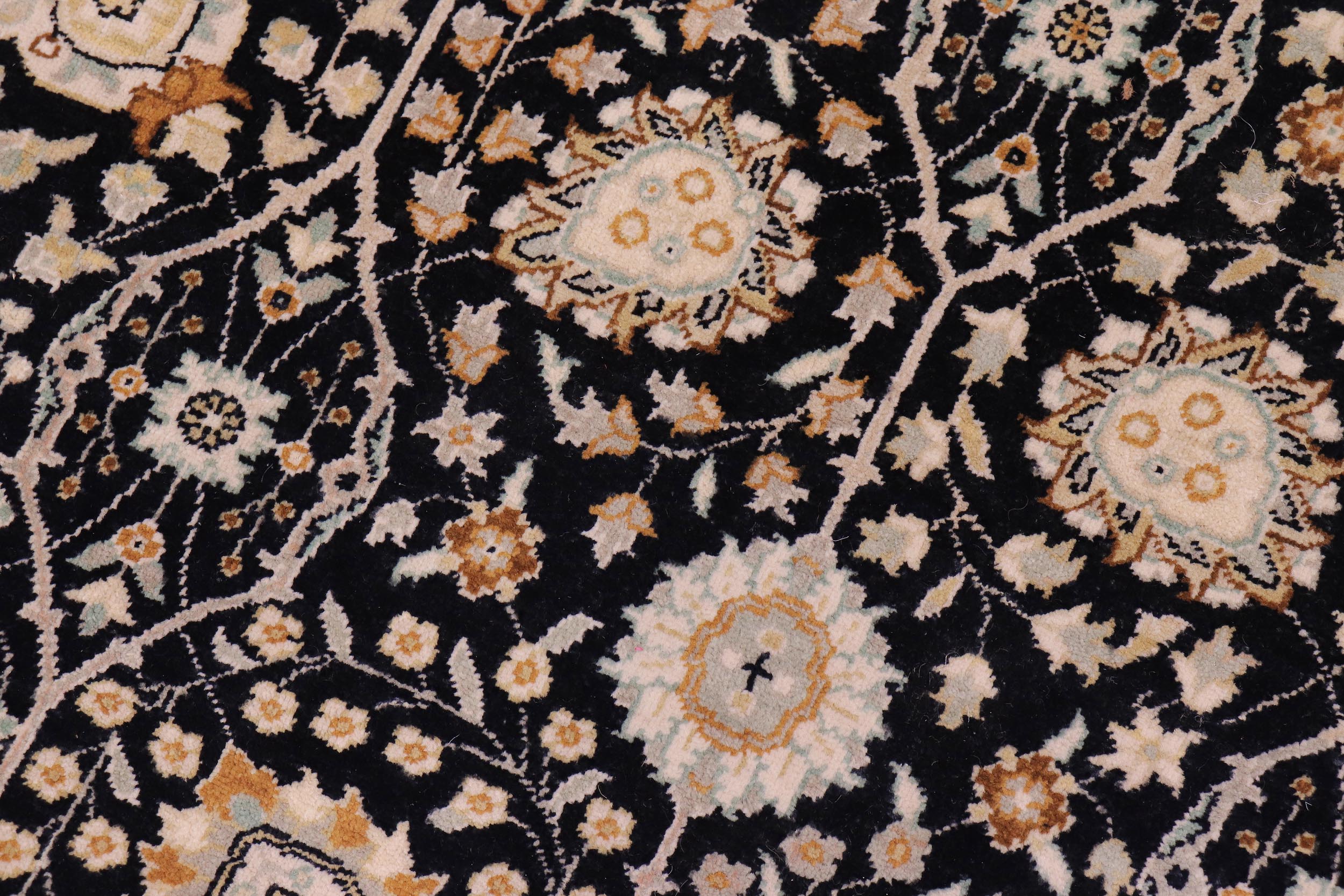 handmade Transitional Design Black Lt. Tan Hand Knotted RECTANGLE 100% WOOL area rug 6' x 9'