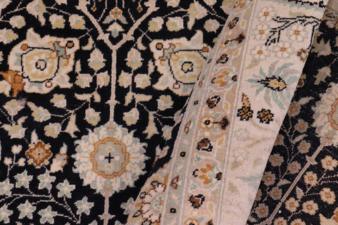 handmade Transitional Design Black Lt. Tan Hand Knotted RECTANGLE 100% WOOL area rug 6' x 9'