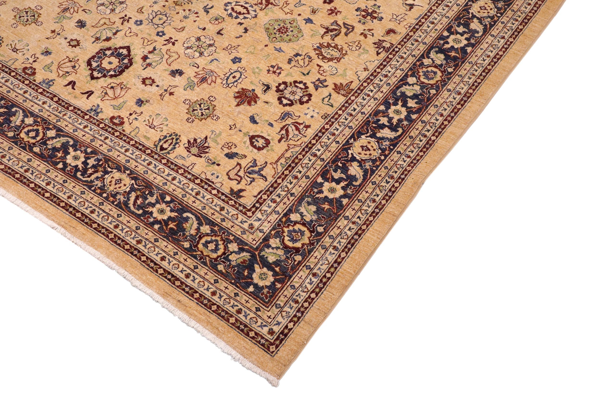 handmade Transitional Kafkaz Beige Blue Hand Knotted RECTANGLE 100% WOOL area rug 9' x 12'