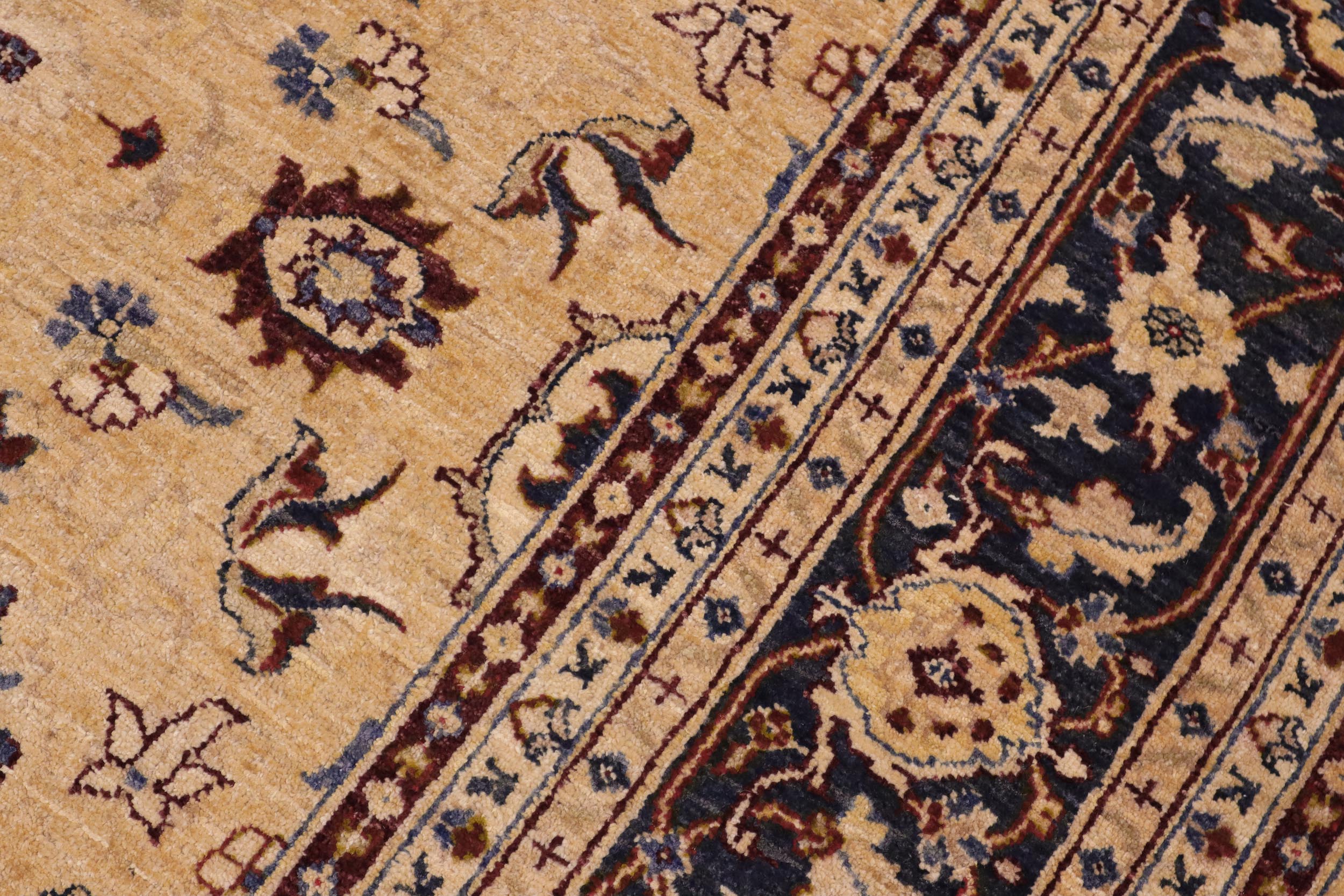 handmade Transitional Kafkaz Beige Blue Hand Knotted RECTANGLE 100% WOOL area rug 9' x 12'