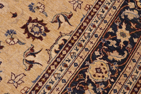 handmade Transitional Kafkaz Beige Blue Hand Knotted RECTANGLE 100% WOOL area rug 9' x 12'