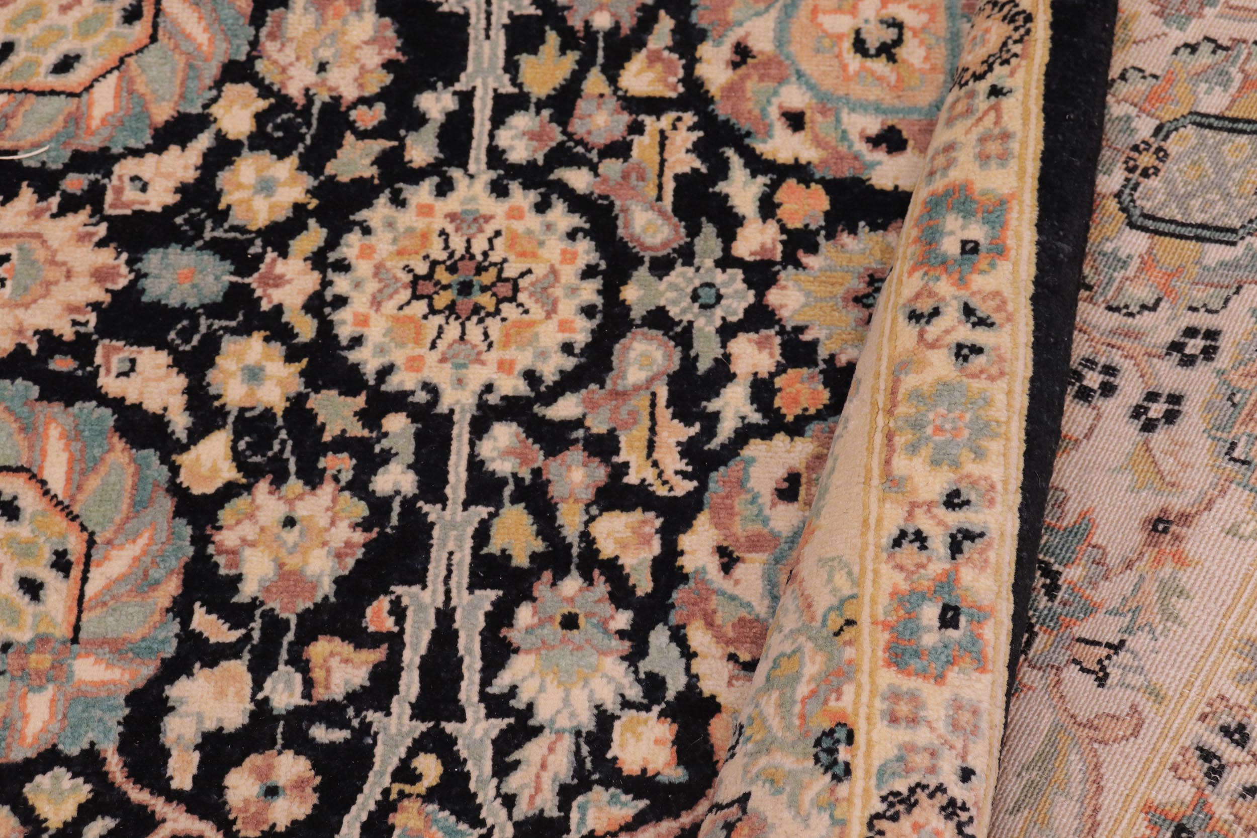 handmade Traditional Design Black Lt. Tan Hand Knotted RECTANGLE 100% WOOL area rug 6' x 9'