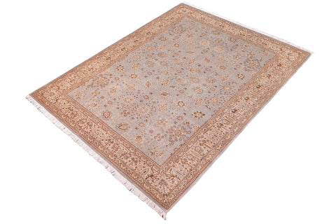 handmade Traditional Design Lt. Blue Tan Hand Knotted RECTANGLE 100% WOOL area rug 6' x 9'