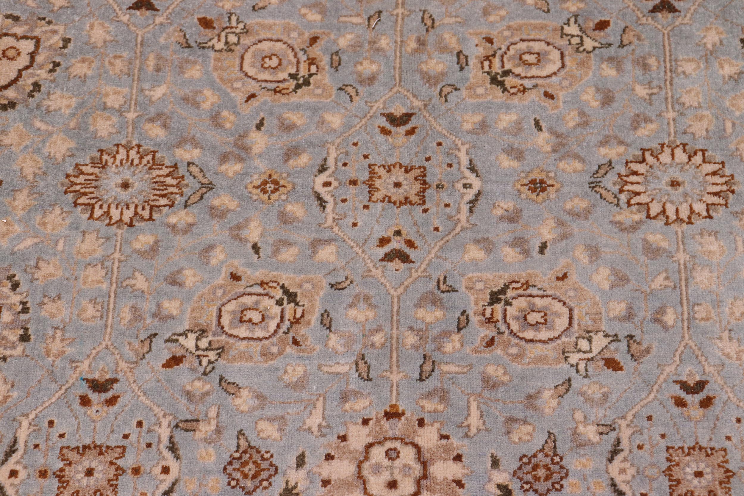 handmade Traditional Design Lt. Blue Tan Hand Knotted RECTANGLE 100% WOOL area rug 6' x 9'
