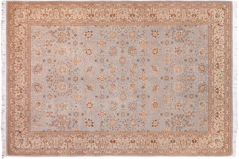 handmade Traditional Design Lt. Blue Tan Hand Knotted RECTANGLE 100% WOOL area rug 6' x 9'