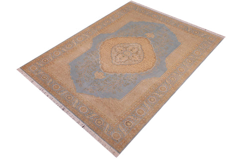 handmade Traditional  Lt. Blue Lt. Blue Hand Knotted RECTANGLE 100% WOOL area rug 6' x 9'