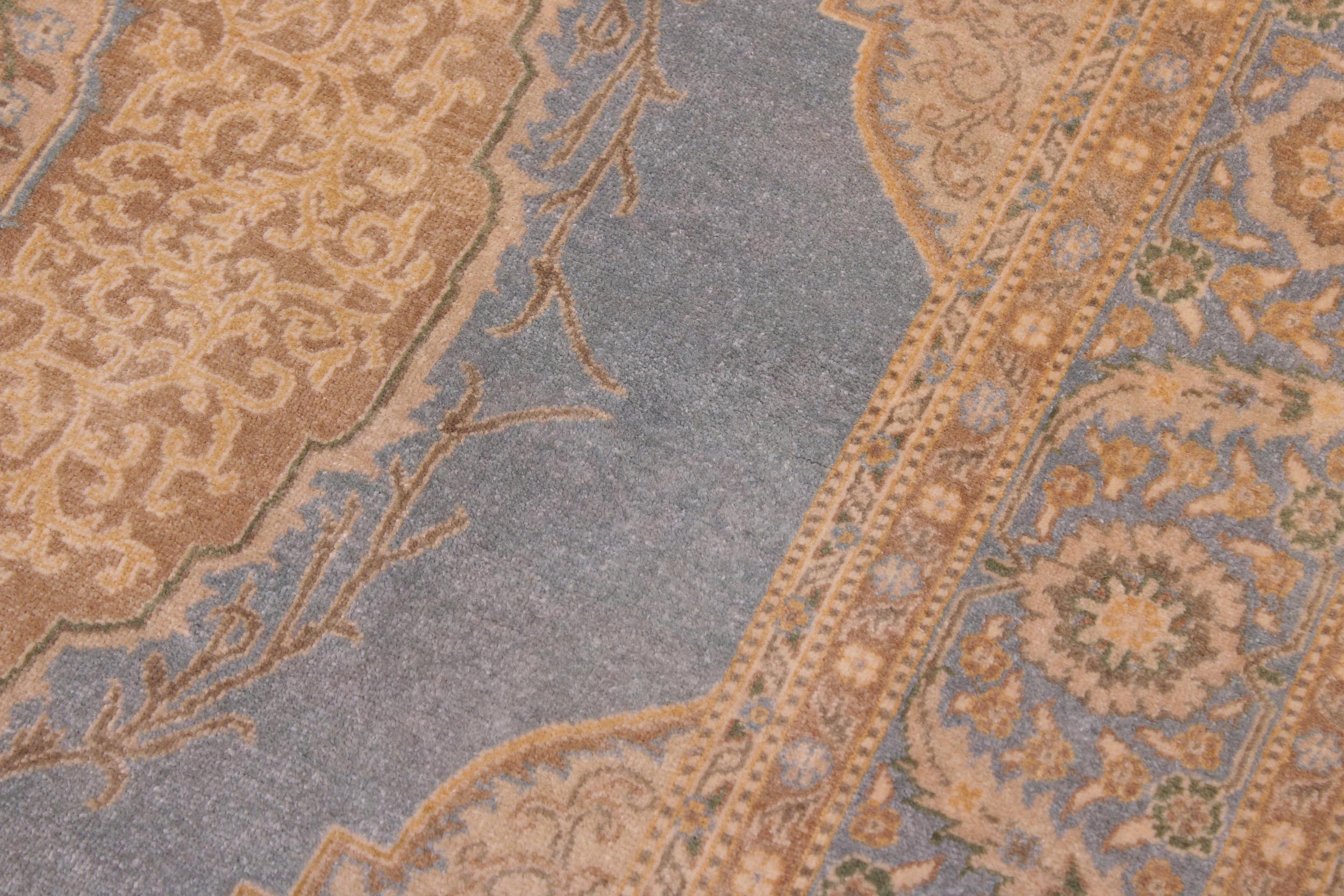 handmade Traditional  Lt. Blue Lt. Blue Hand Knotted RECTANGLE 100% WOOL area rug 6' x 9'