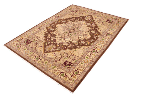handmade Traditional Kafkaz Brown Beige Hand Knotted RECTANGLE 100% WOOL area rug 9' x 12'