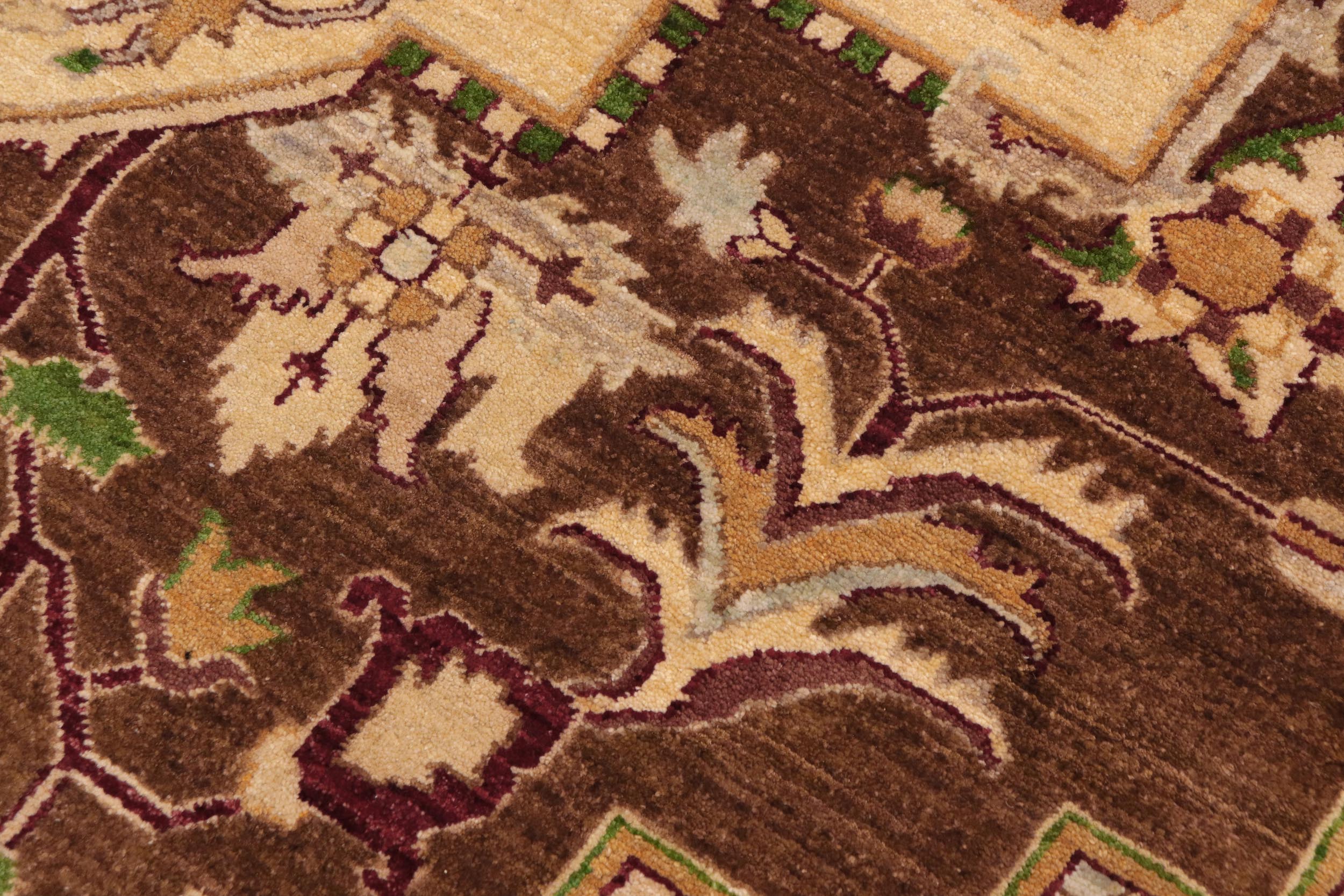 handmade Traditional Kafkaz Brown Beige Hand Knotted RECTANGLE 100% WOOL area rug 9' x 12'