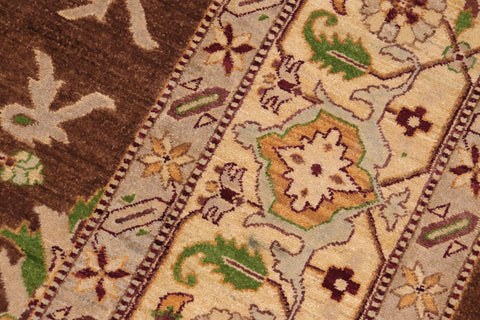 handmade Traditional Kafkaz Brown Beige Hand Knotted RECTANGLE 100% WOOL area rug 9' x 12'