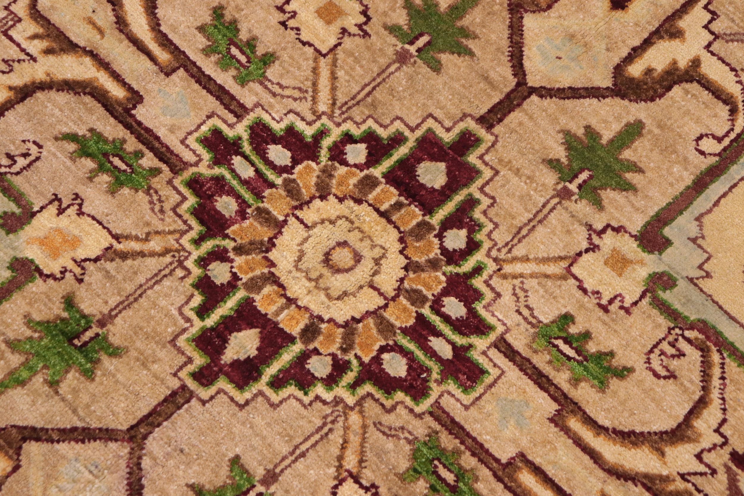 handmade Traditional Kafkaz Brown Beige Hand Knotted RECTANGLE 100% WOOL area rug 9' x 12'