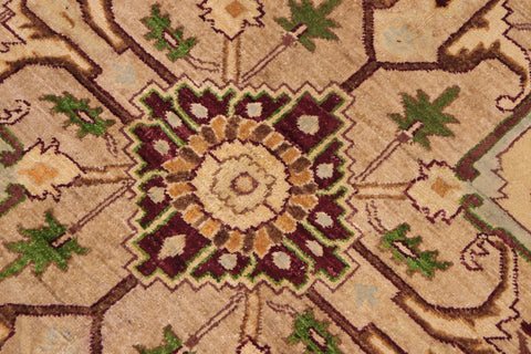handmade Traditional Kafkaz Brown Beige Hand Knotted RECTANGLE 100% WOOL area rug 9' x 12'