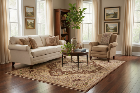 handmade Traditional Kafkaz Brown Beige Hand Knotted RECTANGLE 100% WOOL area rug 9' x 12'