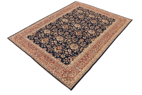 handmade Transitional Kafkaz Blue Brown Hand Knotted RECTANGLE 100% WOOL area rug 9' x 12'