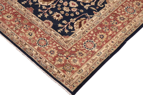 handmade Transitional Kafkaz Blue Brown Hand Knotted RECTANGLE 100% WOOL area rug 9' x 12'