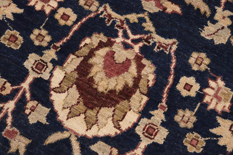 handmade Transitional Kafkaz Blue Brown Hand Knotted RECTANGLE 100% WOOL area rug 9' x 12'