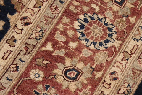 handmade Transitional Kafkaz Blue Brown Hand Knotted RECTANGLE 100% WOOL area rug 9' x 12'