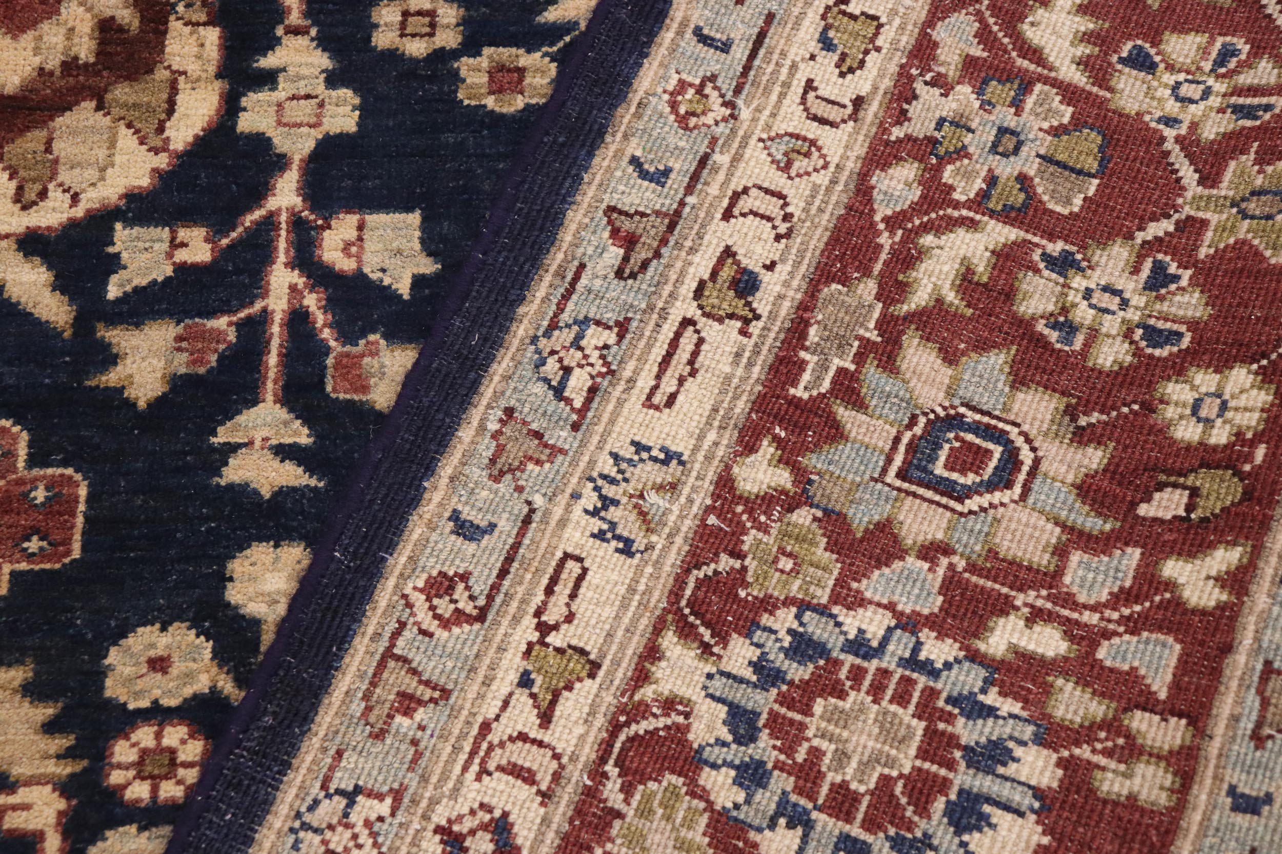 handmade Transitional Kafkaz Blue Brown Hand Knotted RECTANGLE 100% WOOL area rug 9' x 12'