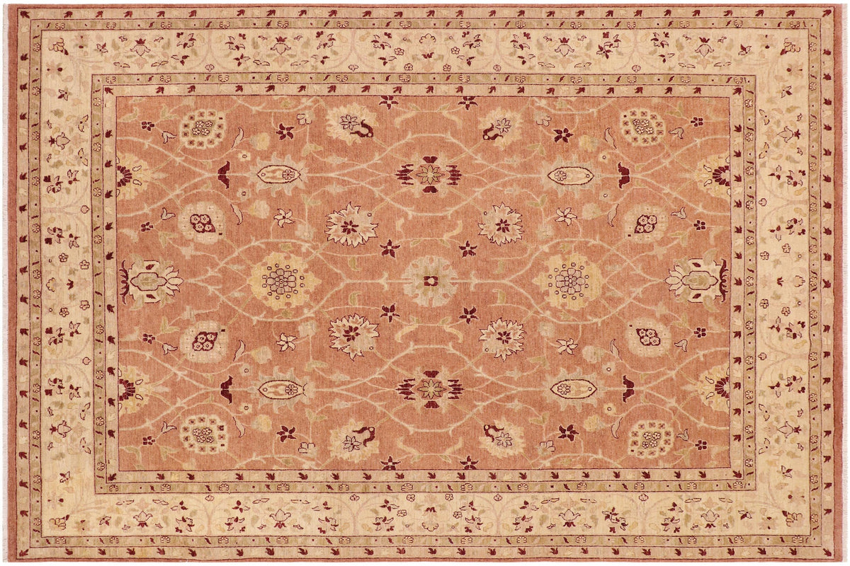 handmade Transitional Kafkaz Peach Tan Hand Knotted RECTANGLE 100% WOOL area rug 9' x 12'