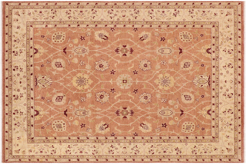 handmade Transitional Kafkaz Peach Tan Hand Knotted RECTANGLE 100% WOOL area rug 9' x 12'