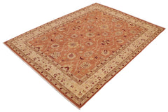 handmade Traditional Kafkaz Peach Tan Hand Knotted RECTANGLE 100% WOOL area rug 9X12