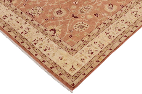 handmade Transitional Kafkaz Peach Tan Hand Knotted RECTANGLE 100% WOOL area rug 9' x 12'