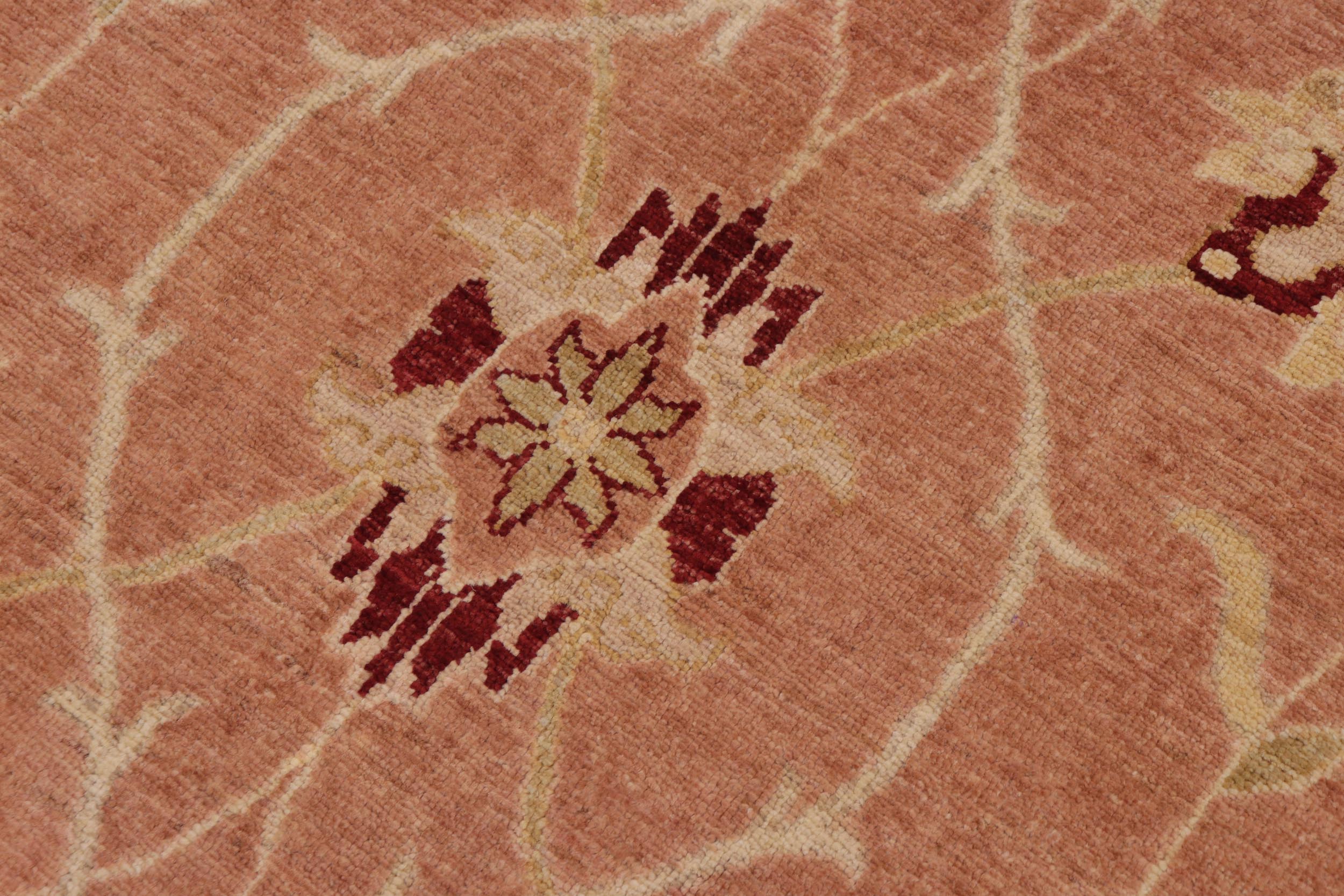 handmade Transitional Kafkaz Peach Tan Hand Knotted RECTANGLE 100% WOOL area rug 9' x 12'