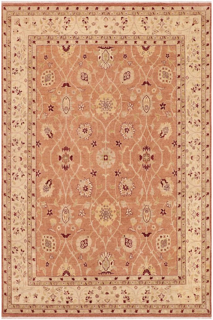 handmade Traditional Kafkaz Peach Tan Hand Knotted RECTANGLE 100% WOOL area rug 9X12