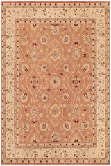 handmade Traditional Kafkaz Peach Tan Hand Knotted RECTANGLE 100% WOOL area rug 9X12
